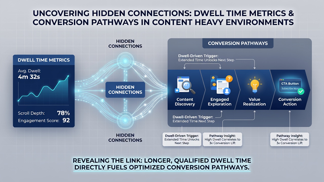 Heatmap visualization of user scroll depth and dwell time on long-form content pages leading to conversion actions